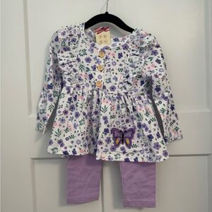 Floral Kids Matching Set with Butterfly Design